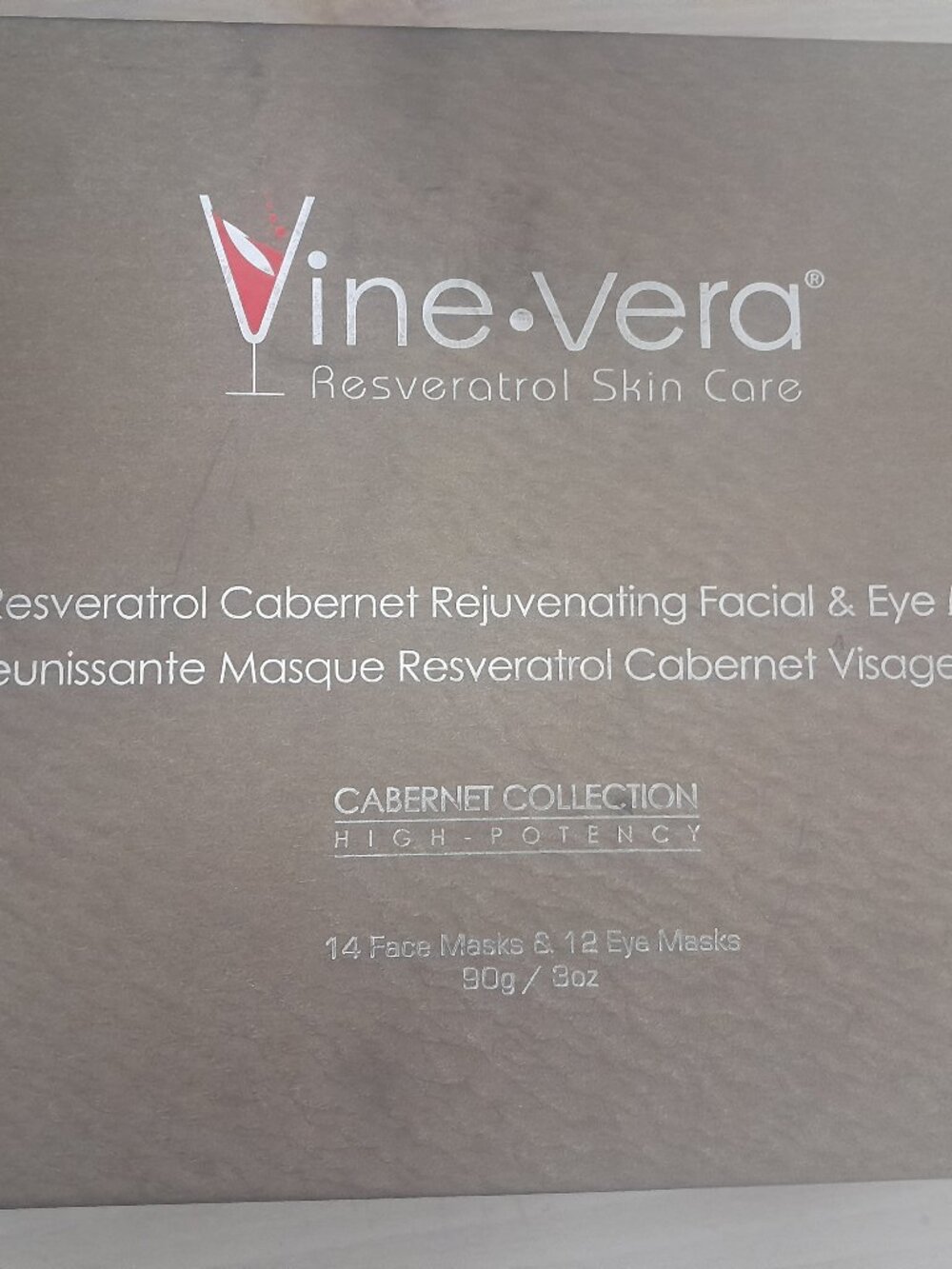 VINE VERA RESVERATROL CABERNET REJUVENATING FACIAL&EYE MASKS-14 FACE+12 EYE MASK